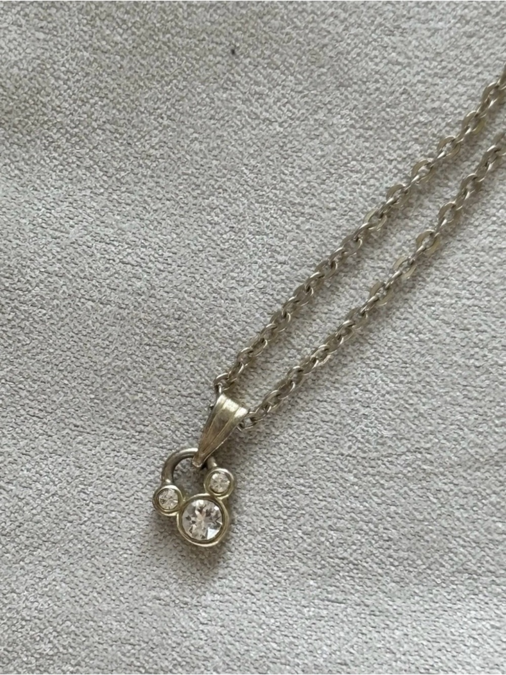 Disney Silver Crystal Mouse Outline Pendant Necklace
